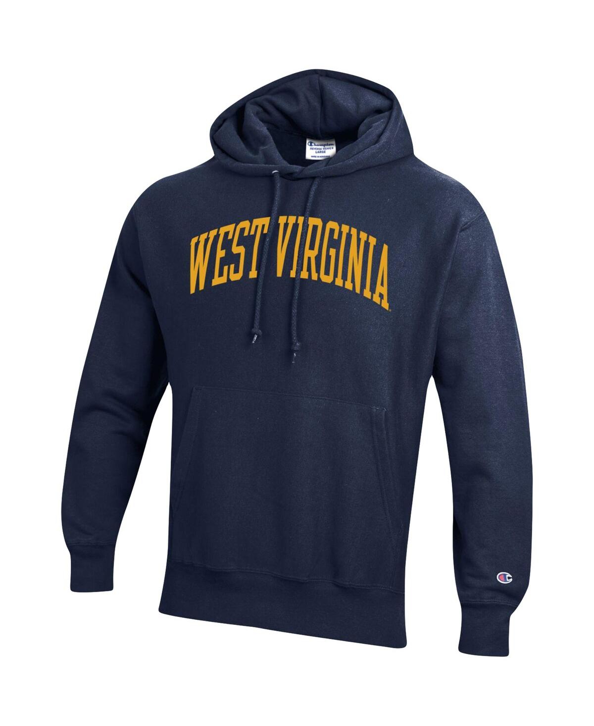 Men's ChampionWest Virginia Mountaineers Team Arch Reverse Weave Pullover Hoodie - Navy