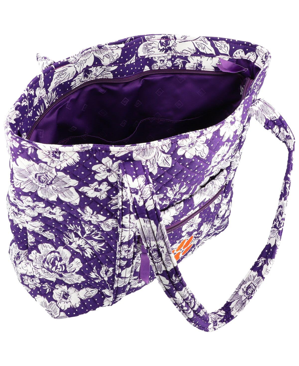 Shop Vera Bradley Women's  Clemson Tigers Rain Garden Vera Tote Bag In Purple