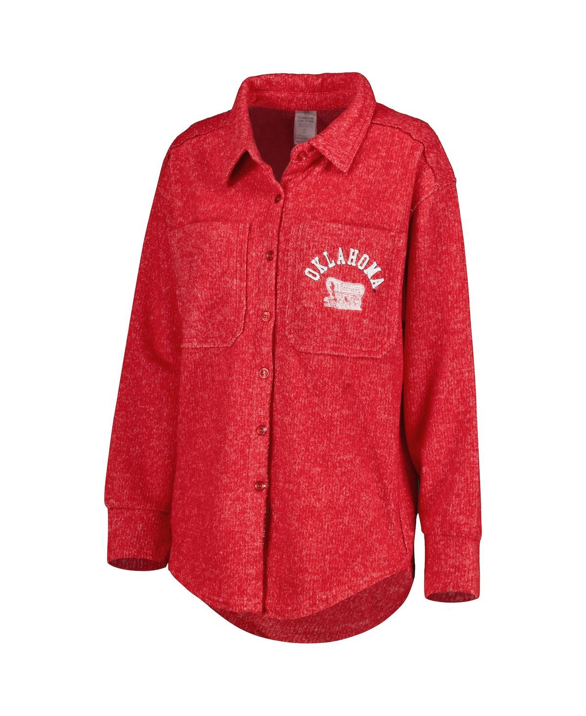 Shop Gameday Couture Women's  Crimson Oklahoma Sooners Switch It Up Tri-blend Button-up Shacket