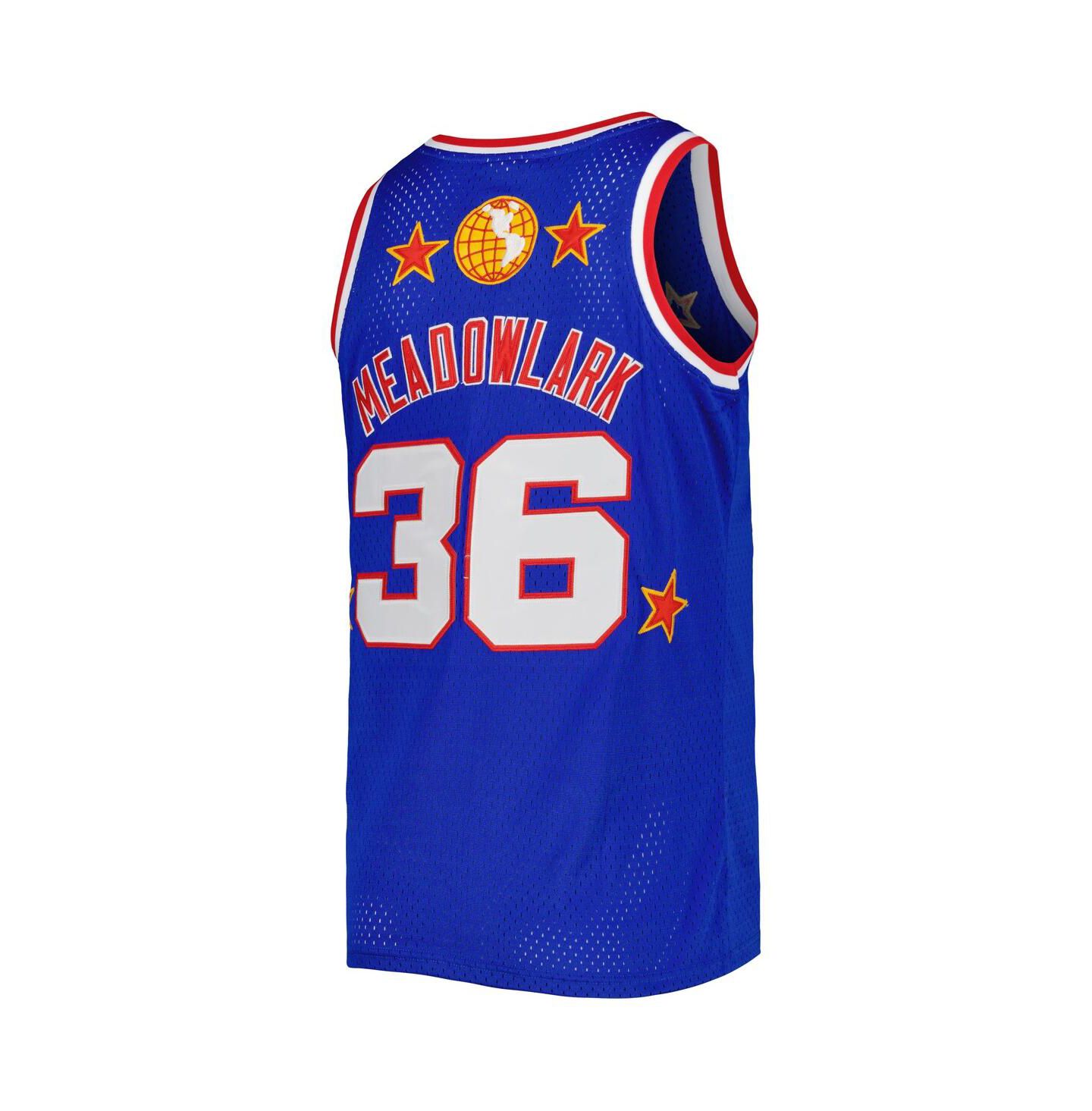 Мужской топ Rings & Crwns Meadowlark Lemon Royal Harlem Globetrotters Swingman Jersey — фото 4