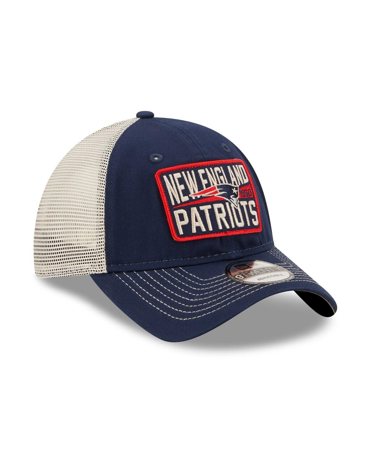 New Era Navy New England Patriots Property Trucker 9twenty Snapback Hat In Navy,natural