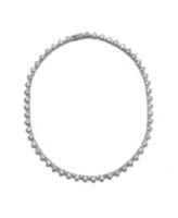 White Gold Plated with Cubic Zirconia Tennis Chain Necklace - Silver