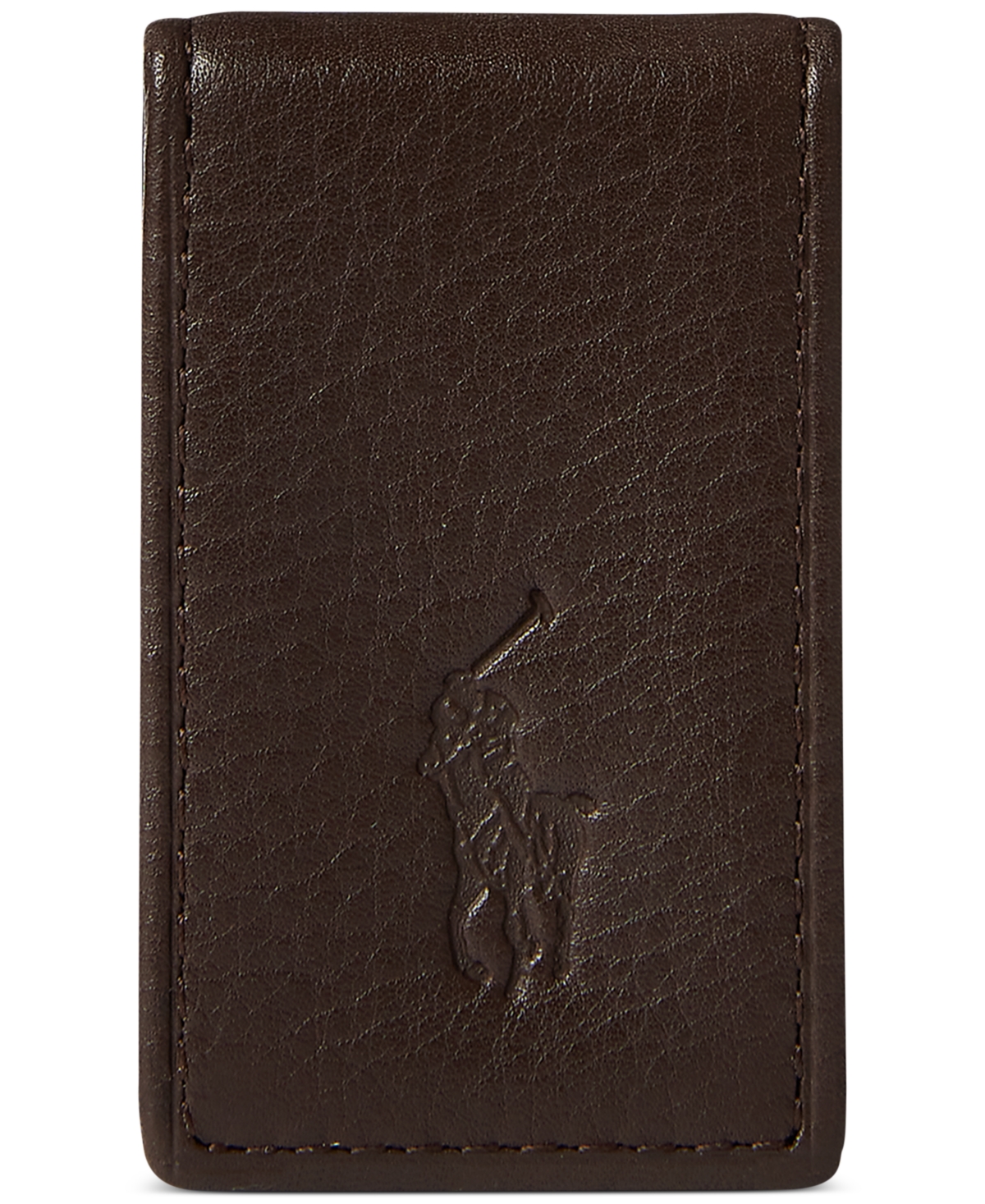 Men's Pebbled Leather Money Clip - Brown