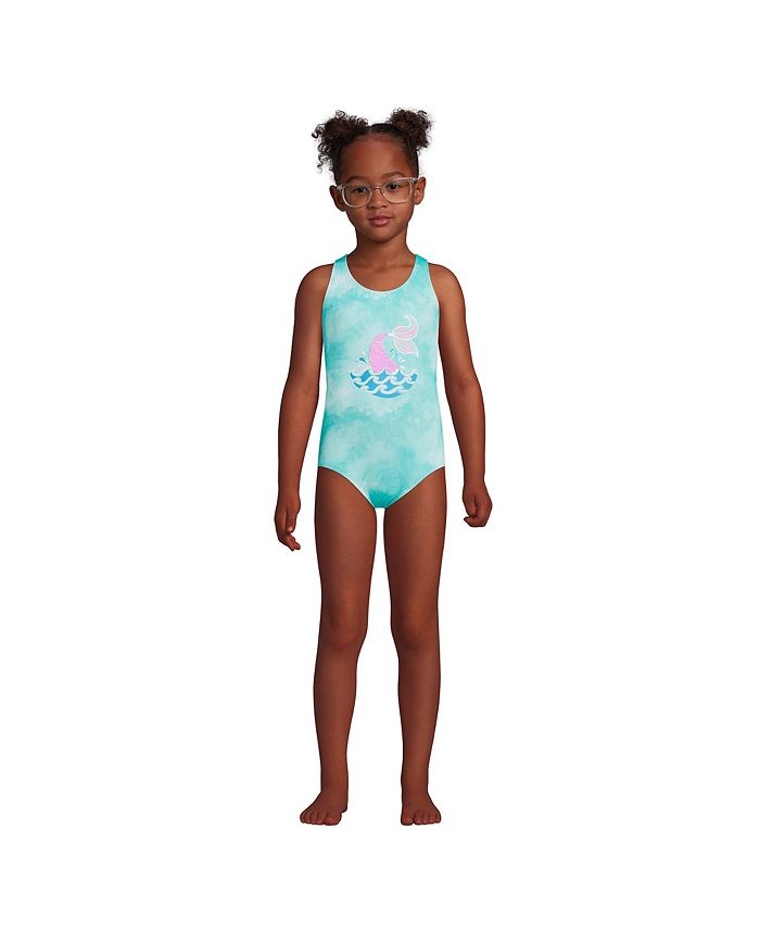 Lands' End Child Girls Plus Sequin Graphic UPF 50 Tugless One Piece ...