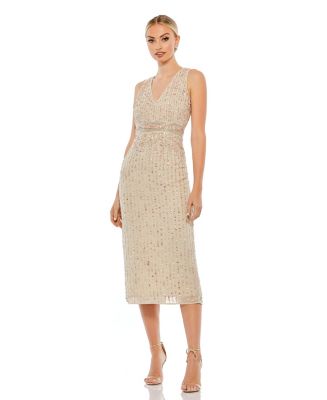 Women's Sequined Sleeveless V-Neck Midi Sheath Dress - Macy's