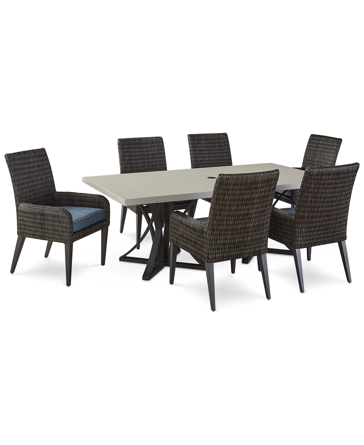 Tommy Bahama Cypress Point 7-pc. Outdoor Dining Set (rectangle Table + 6 Dining Chairs) In Parchment