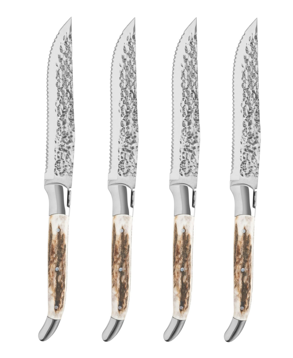 Shop French Home Stainless-steel Laguiole Set Of 4, Connoisseur Bbq Steak Knives With Deer Horn Handles