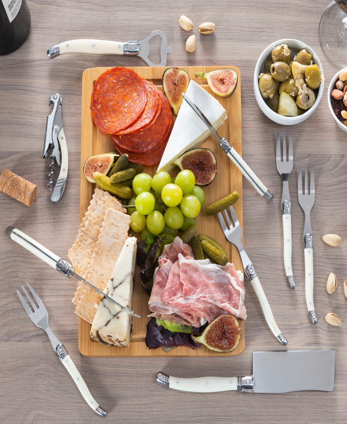 French Home Laguiole Essential 9-Piece Charcuterie and Barware Set with Handles