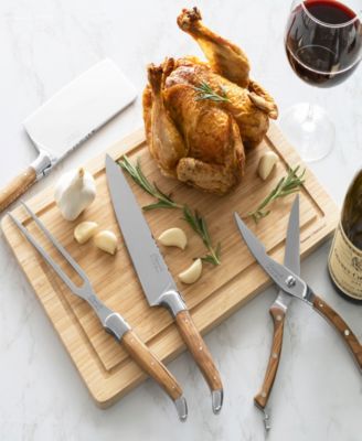 4-Piece Connoisseur Laguiole Professional Chef Knife Set with Olive Wood Handles