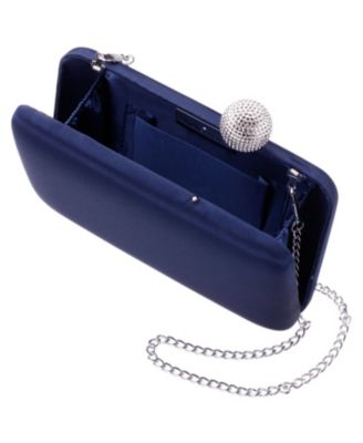 Satin Minaudiere Crystal Clasp Clutch