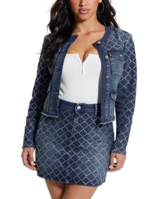 GUESS - Women's Larissa Rhinestone Denim Jacket