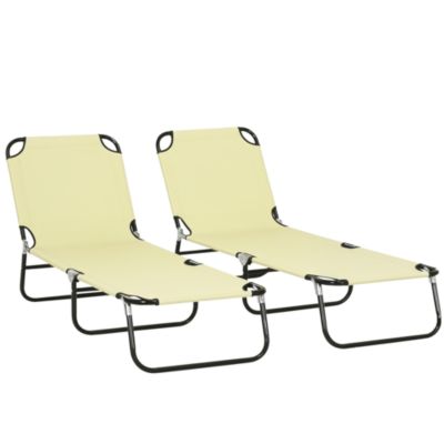 Folding Chaise Lounge Set of 2 with Adjustable Backrest,