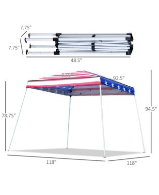 10' x 10' Pop Up Canopy Event Tent with American Flag Roof, Slanted Legs, Easy Height Adjustable for Wedding Party for Patio Backyard Garden