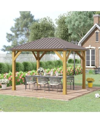 10x12 Hardtop Gazebo with Wooden Frame Metal Roof Gazebo Canopy