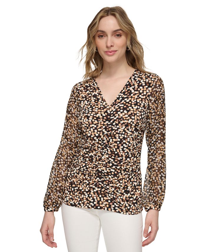 Long sleeve ruched v neck solid mini dress  | Festival Outfits Women