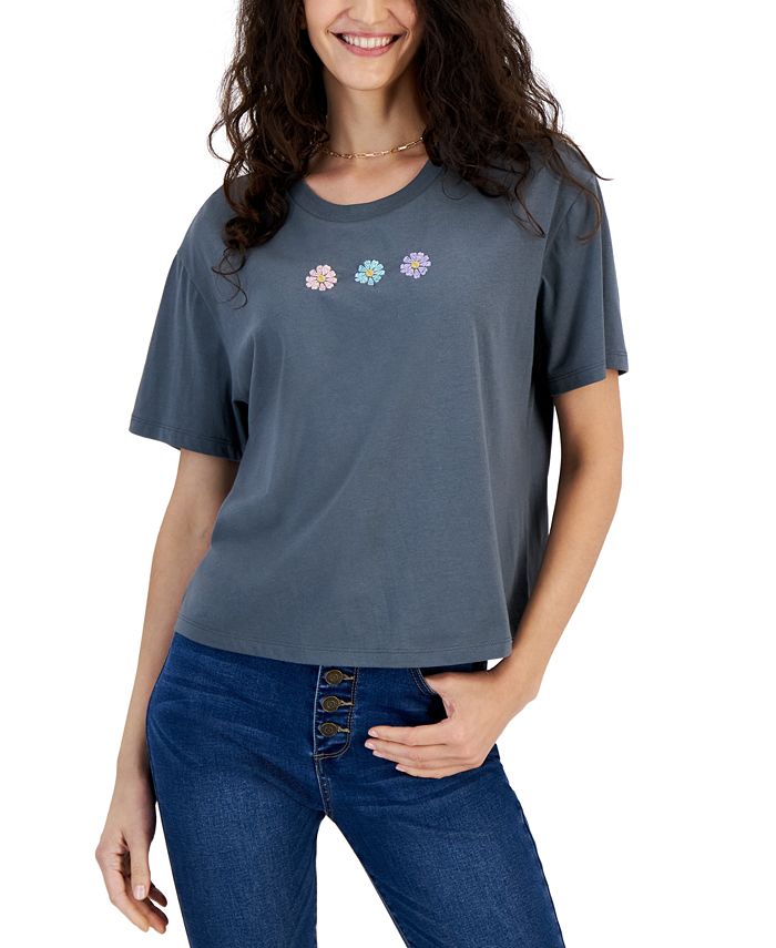 Rebellious One Juniors' Daisy Embroidered TShirt Macy's