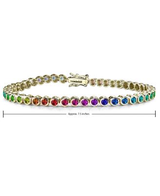 Cubic Zirconia Round Bezel 3mm Set Plating Options Bracelet