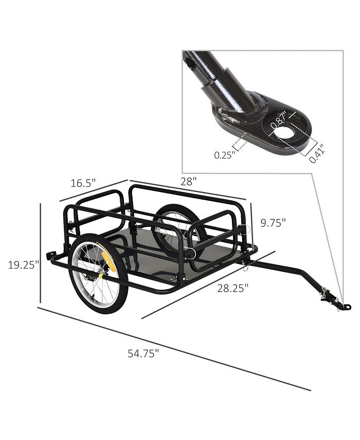 Aosom Bike Cargo Trailer Bicycle Cart Wagon Trailer w/ Hitch, 16