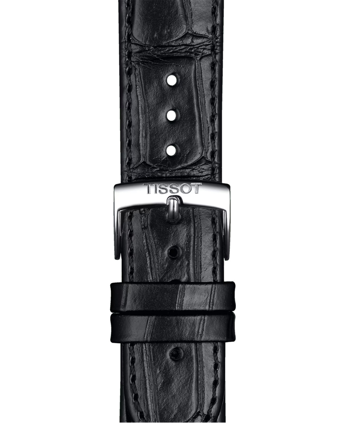 Tissot Official Interchangeable Black Leather Watch Strap In Black