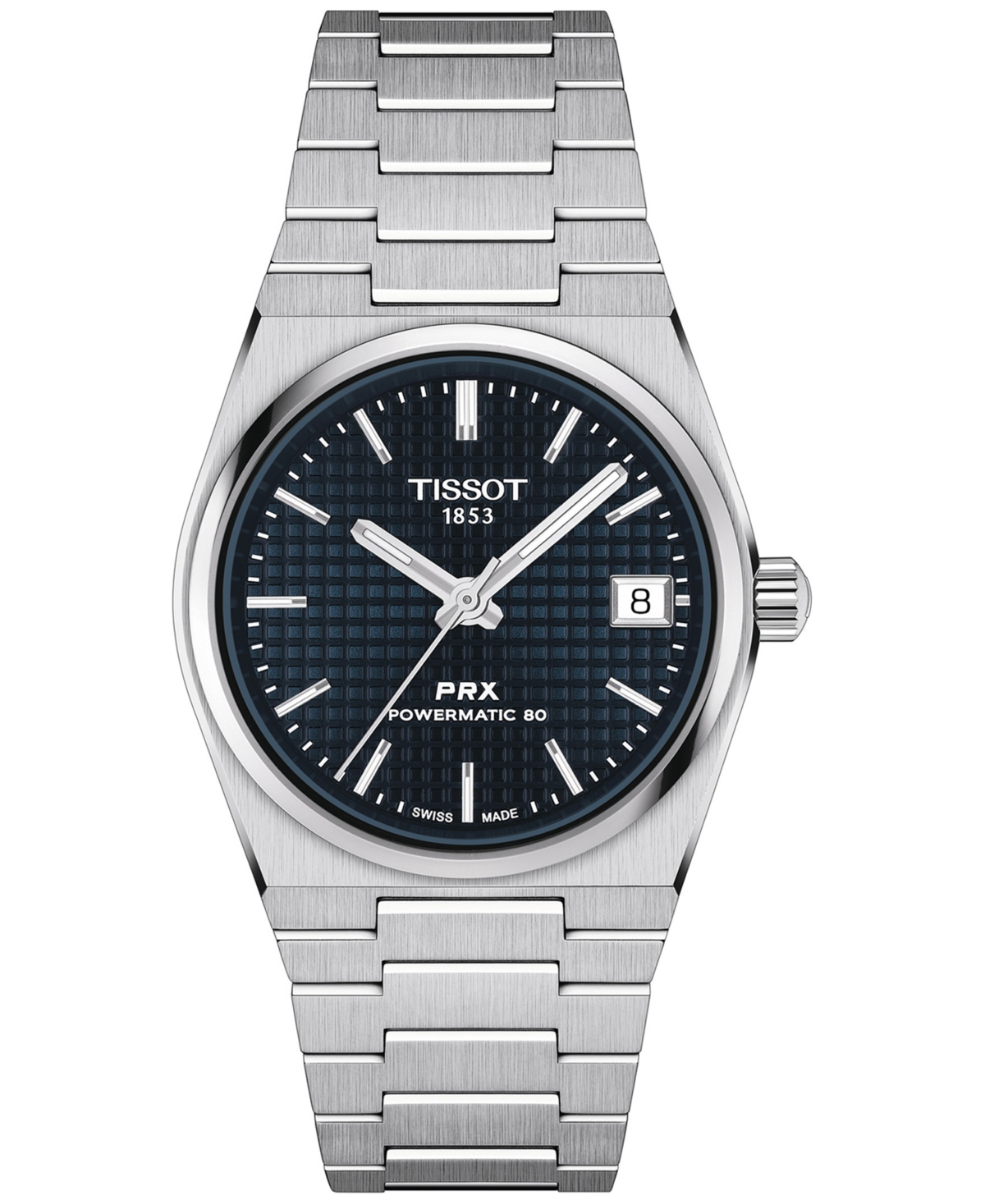 Tissot Unisex Swiss Automatic Prx Powermatic 80 Stainless Steel Bracelet Watch 35mm In Grey