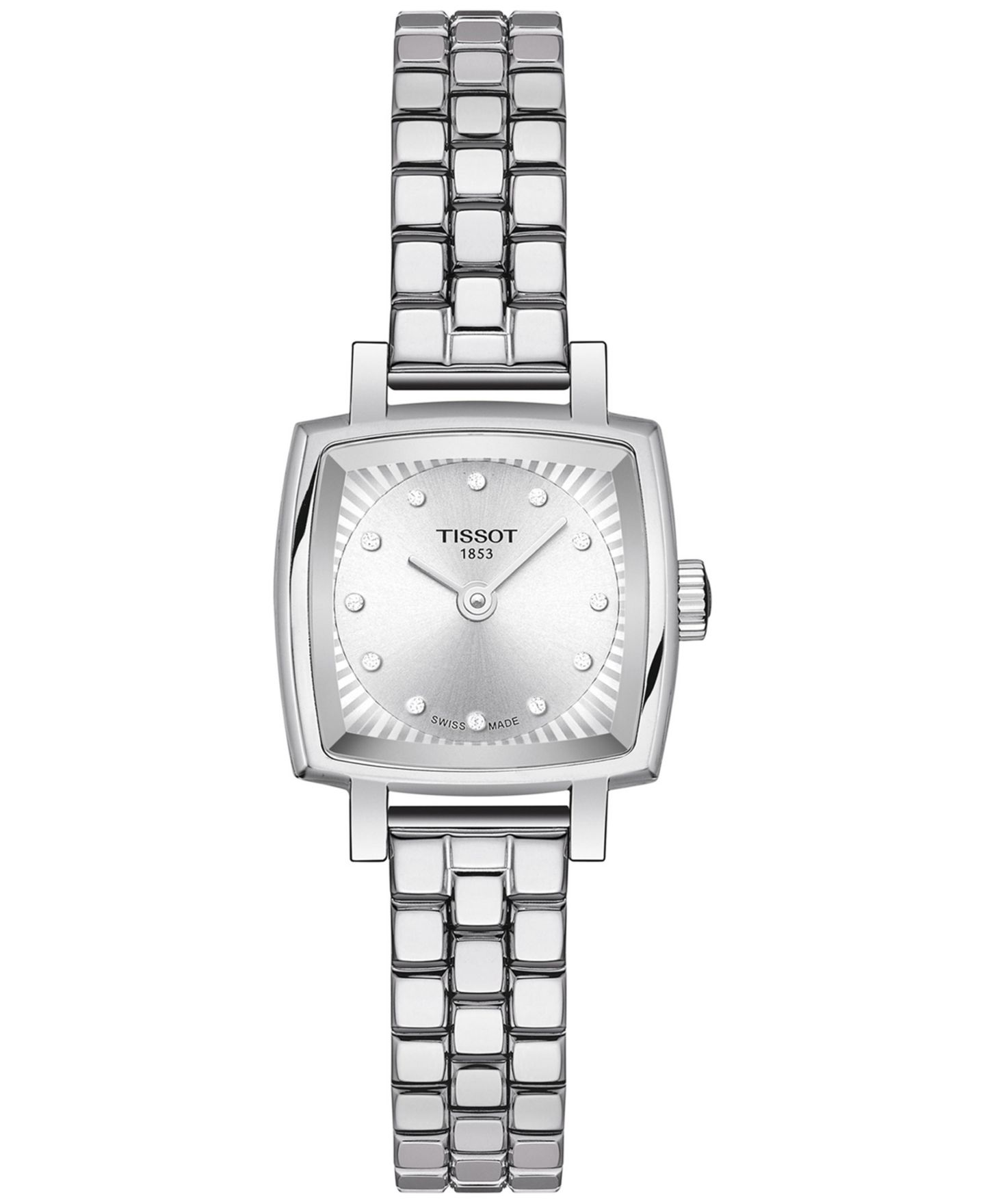 Женские часы Tissot Swiss Lovely Square Diamond Accent Stainless Steel Bracelet Watch 20mm — фото 1