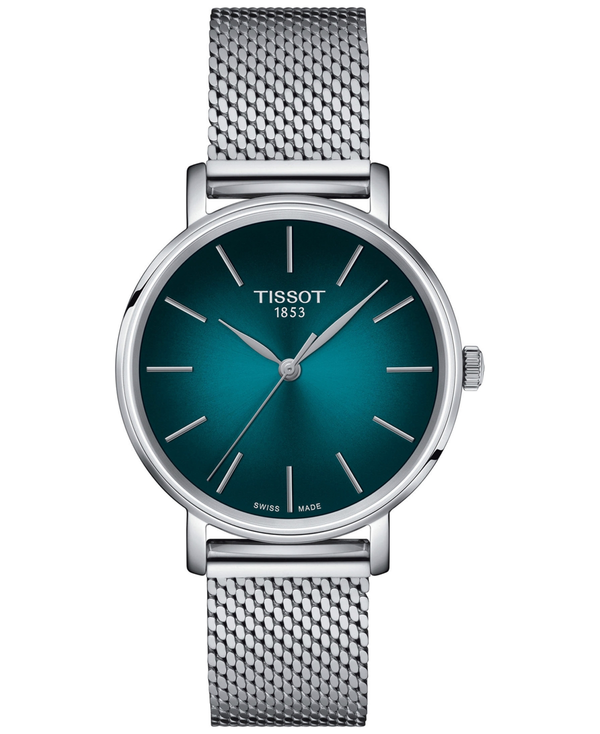 Tissot Women's Swiss Everytime Stainless Steel Mesh Bracelet Watch 34mm In Grey