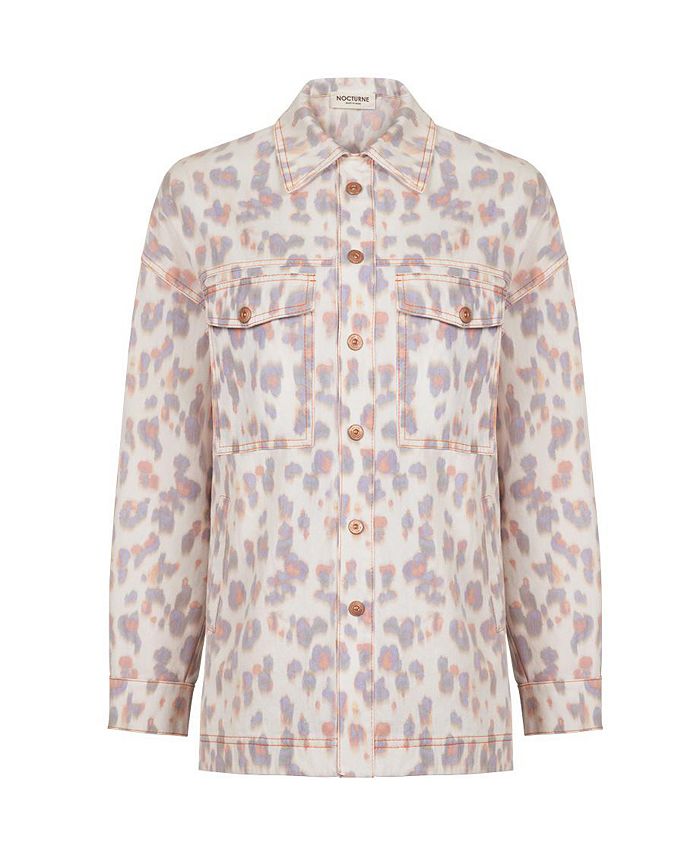 Leopard Print Oversized Denim Jacket