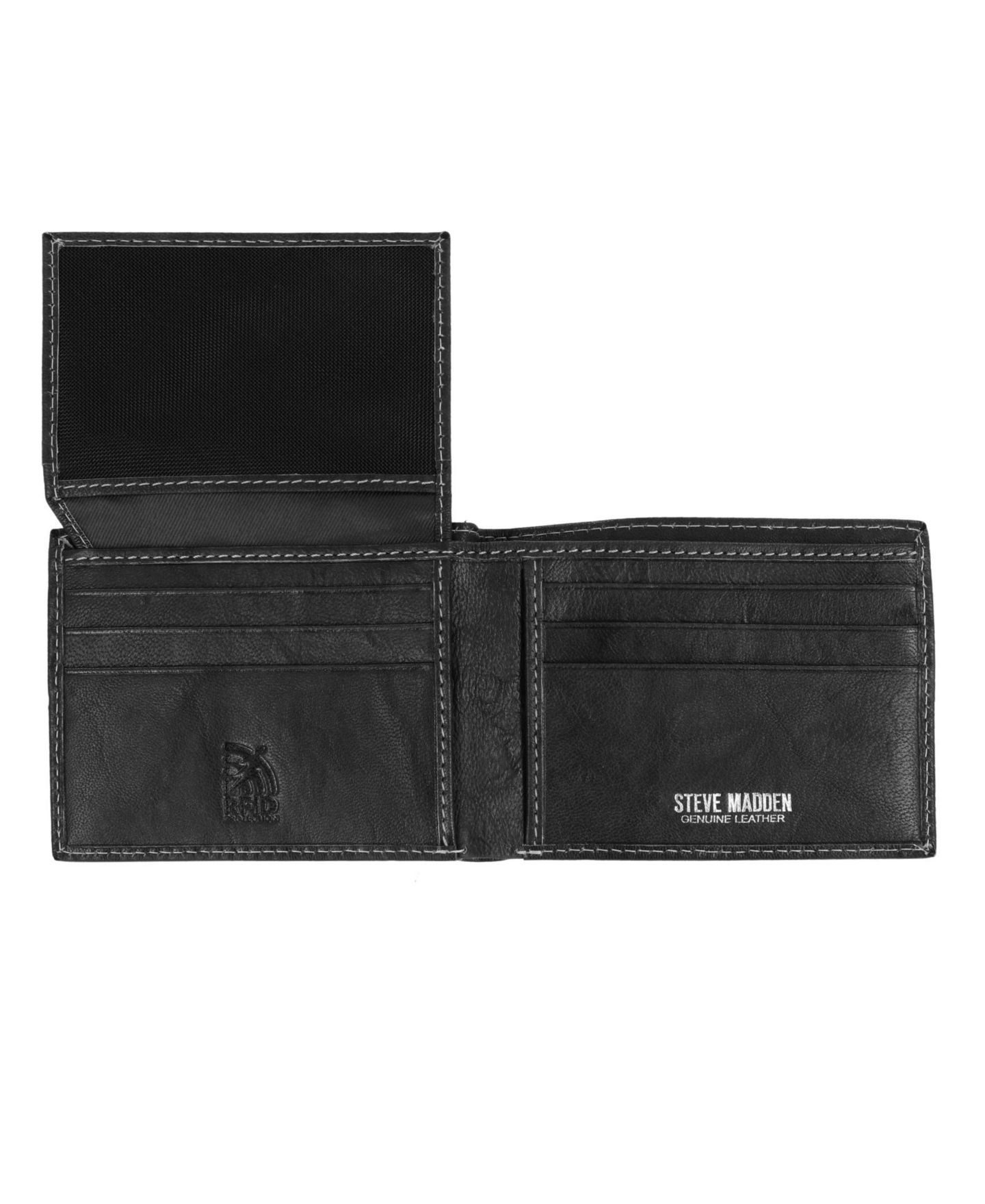 Мужской кошелёк Steve Madden Antique-like RFID Passcase Wallet, цвет: Чёрный — фото 3