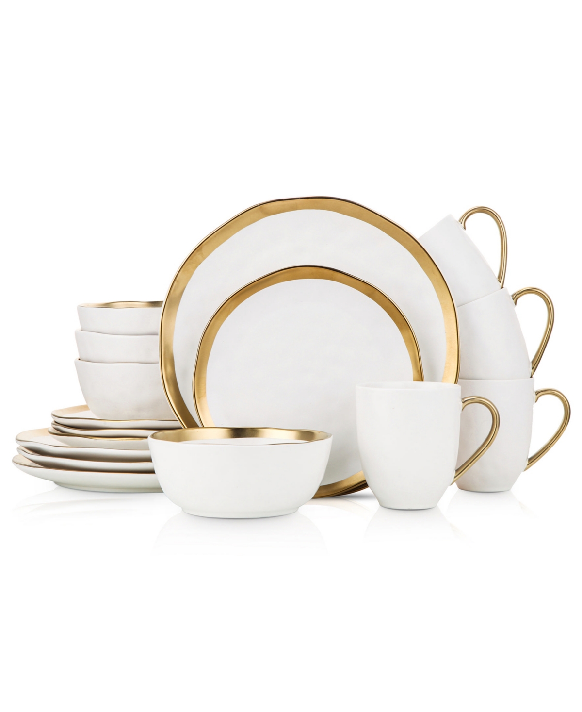 Stone Lain Florian 16 Pieces Dinnerware Set, Service For 4 In White