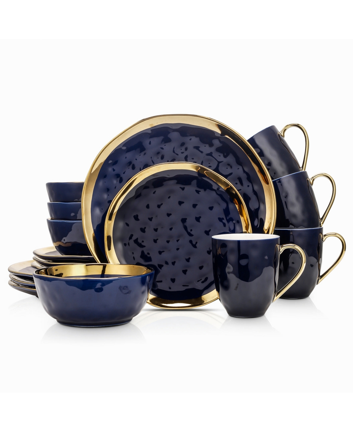 Stone Lain Florian 16 Pc. Dinnerware Set, Service For 4 In Navy Blue