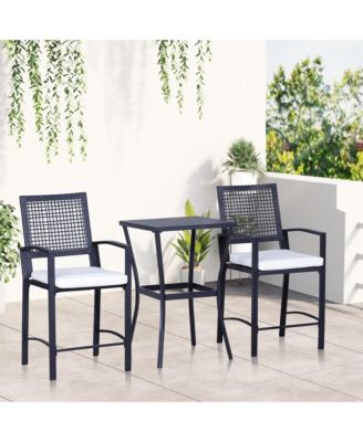 Outunny 3pc Rat Wicker Bistro Set Patio Bar Table Chair Stool Garden