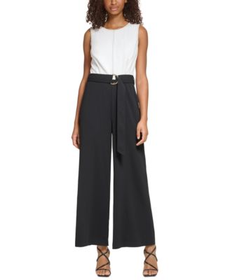 KARL LAGERFELD PARIS - Women's Colorblocked Belted Jumpsuit