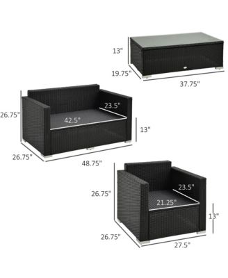 4-Piece Rat Furniture Set, Chairs, Loveseat, and Table,