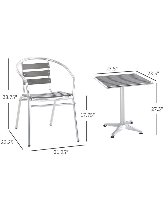 Outsunny 3Piece Outdoor Patio Bistro Table Set with Aluminum Frame