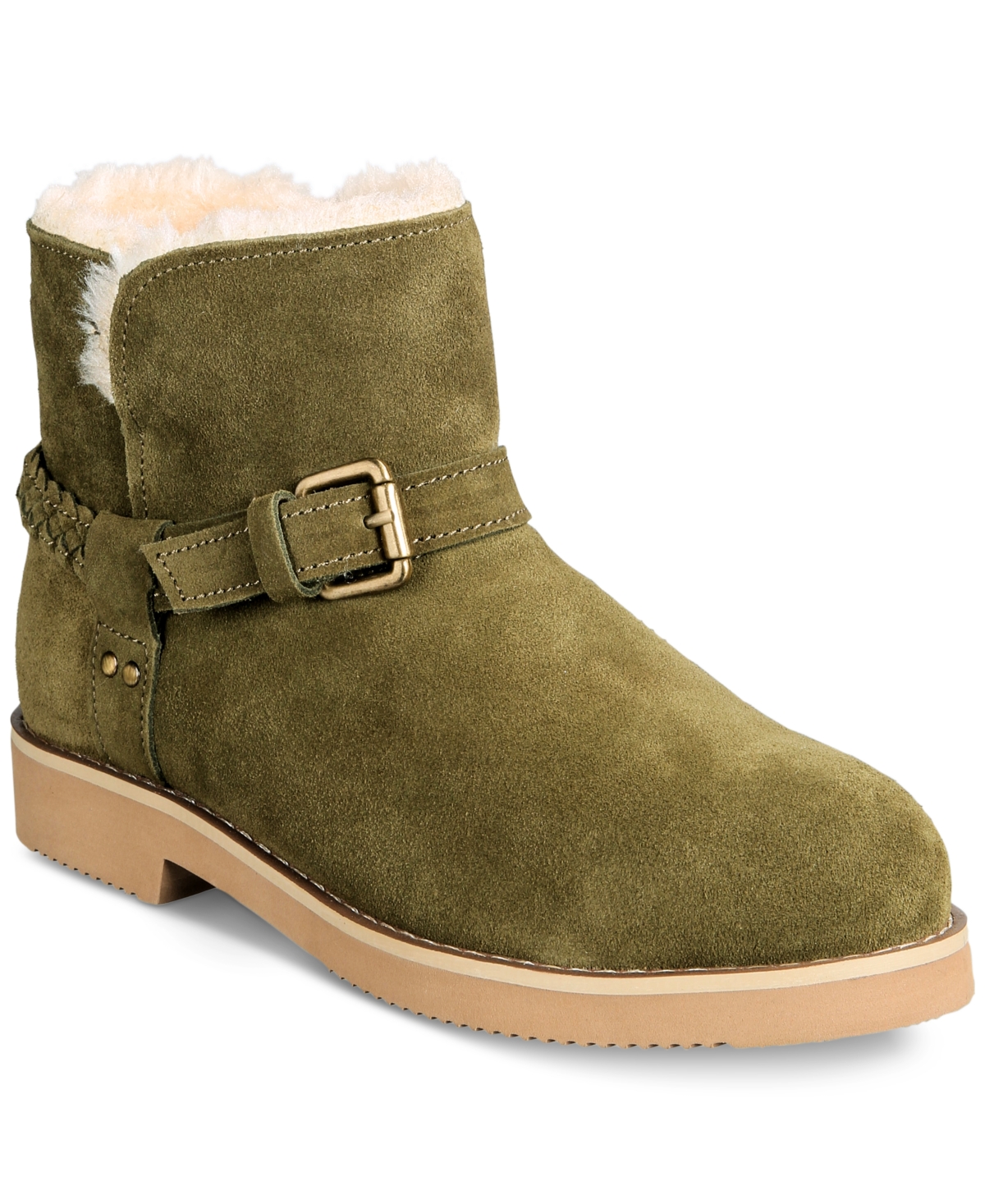 Style & Co Women's Korri Pull-on Buckled Winter Booties, Created For Macy's In Olive