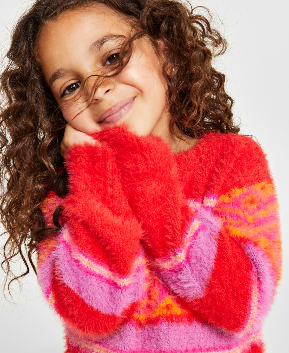 Shop Charter Club Holiday Lane Little Girls Fair Isle Crewneck Sweater, Created For Macy's In Bright Ruby Combo