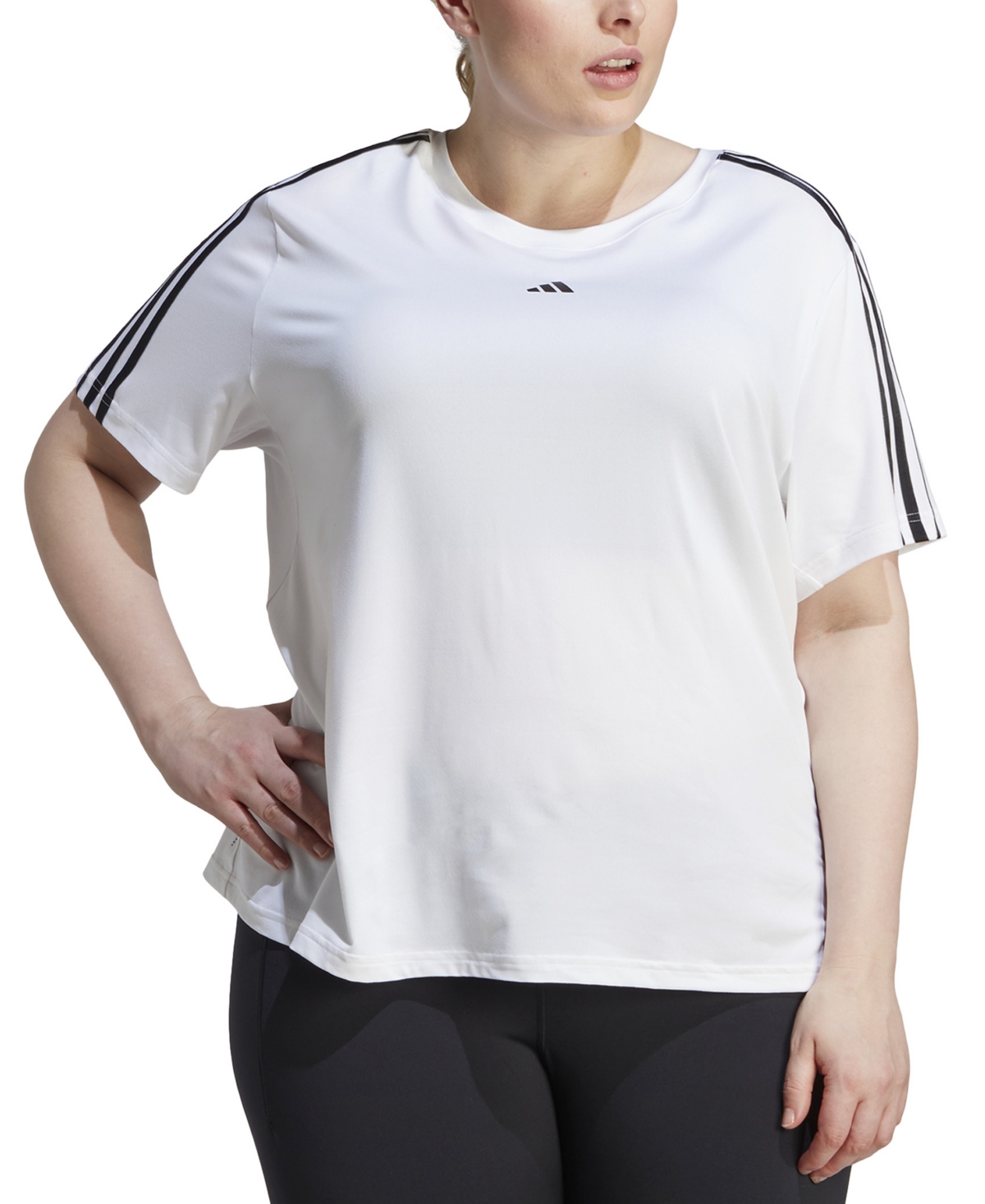 Adidas Originals Adidas Aeroready Train Essentials 3-stripes Tee In White And Black