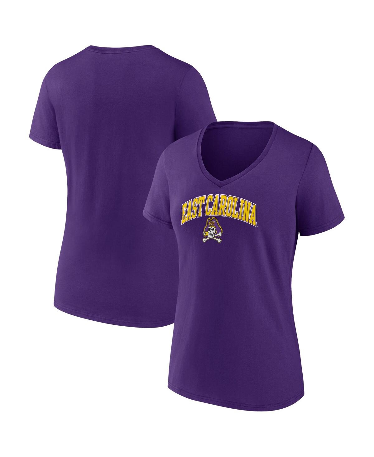 Women's Fanatics Purple Ecu Pirates Evergreen Campus V-Neck T-shirt - Purple