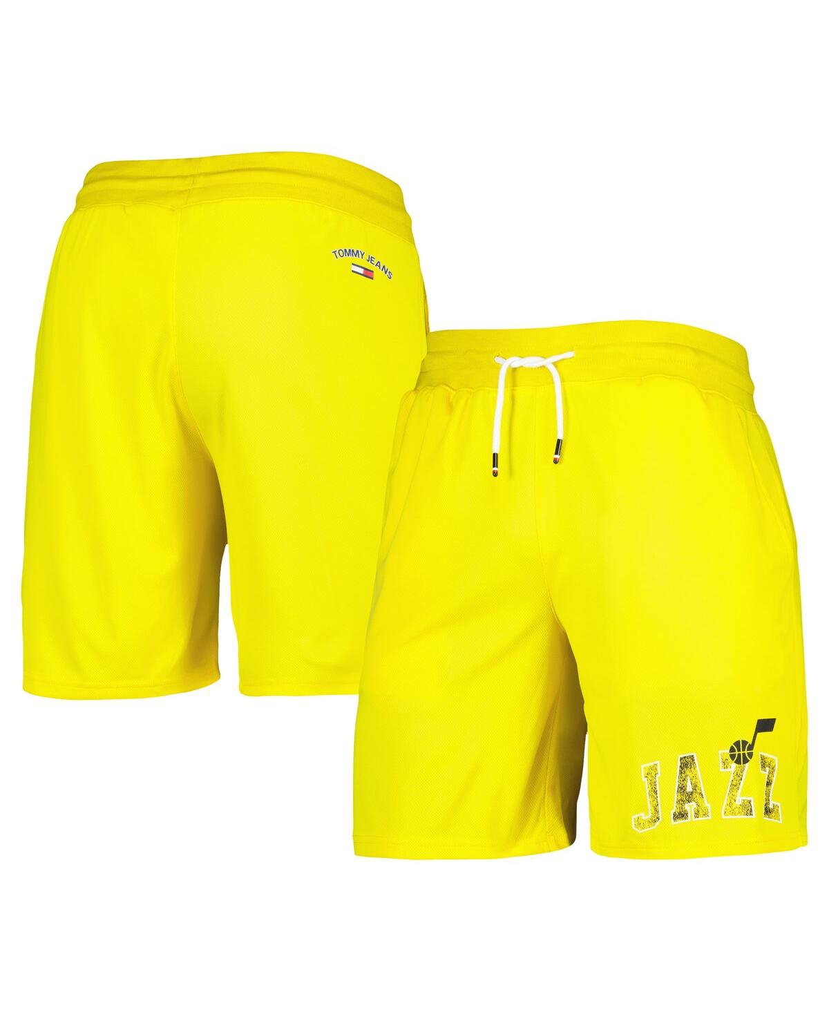 TOMMY JEANS MEN'S TOMMY JEANS YELLOW UTAH JAZZ MIKE MESH BASKETBALL SHORTS