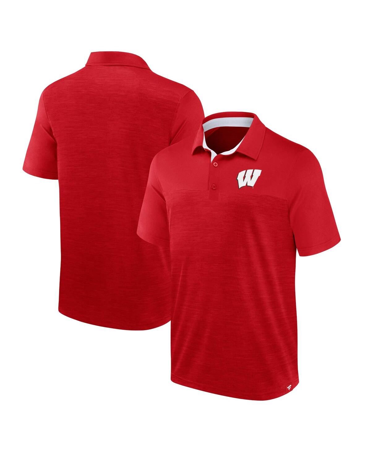 Shop Fanatics Men's  Heather Red Wisconsin Badgers Classic Homefield Polo Shirt