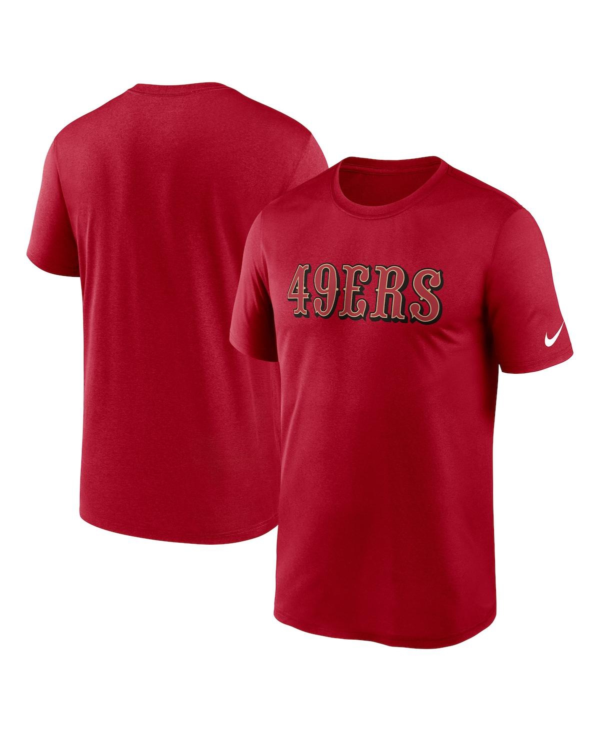 Nike Men's Scarlet San Francisco 49ers Team Wordmark Legend Performance T-shirt In Scarlet