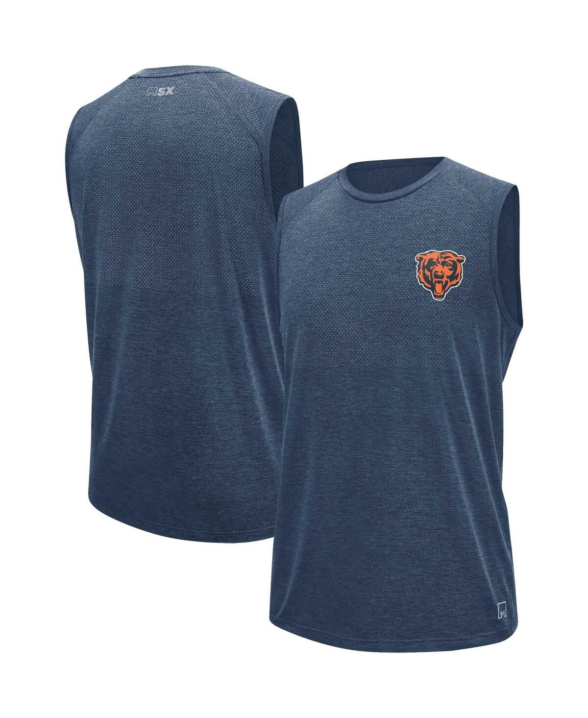 Shop Msx By Michael Strahan Men's  Navy Chicago Bears Warm Up Sleeveless T-shirt