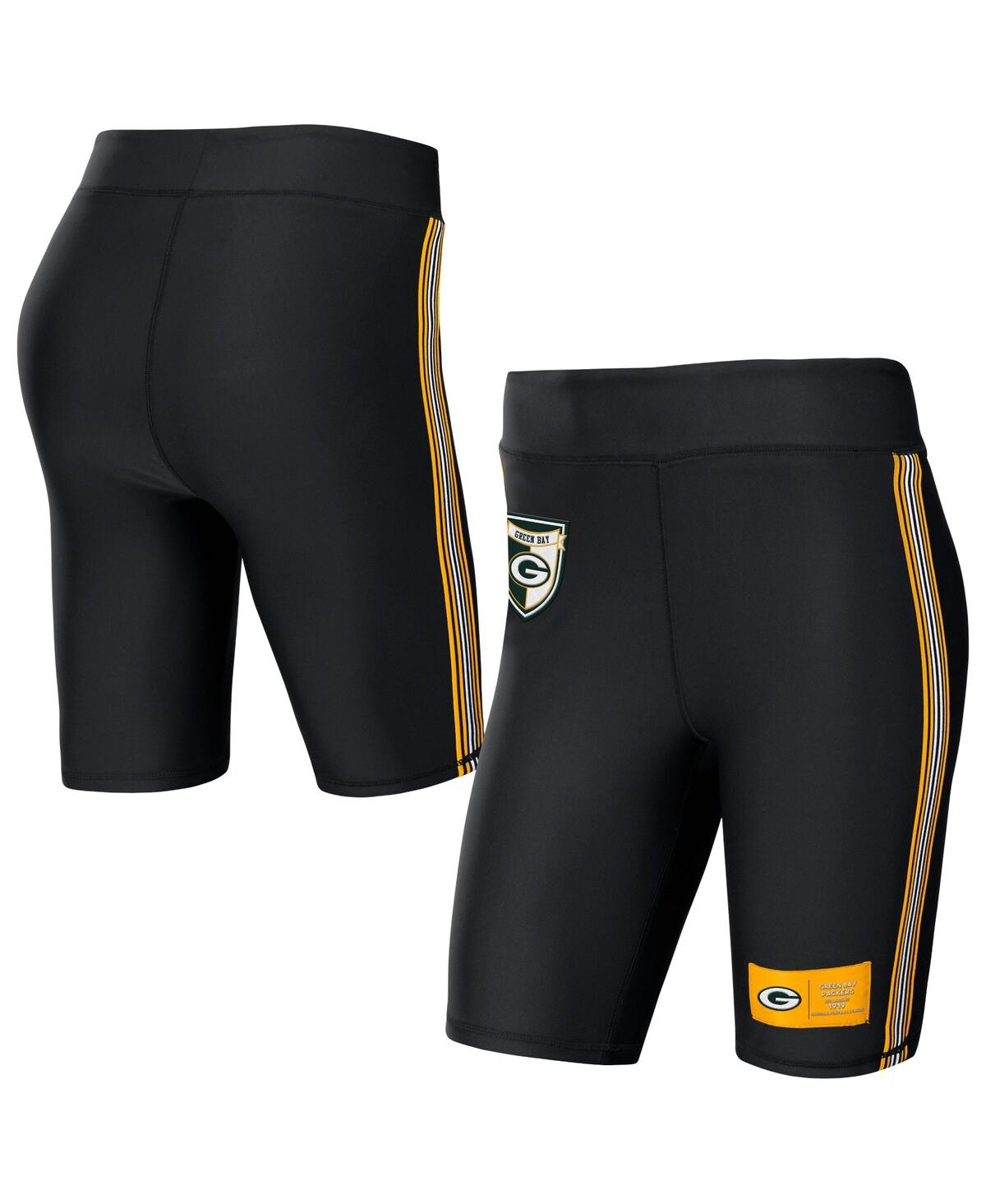 Shop Wear By Erin Andrews Women's  Black Green Bay Packers Biker Shorts