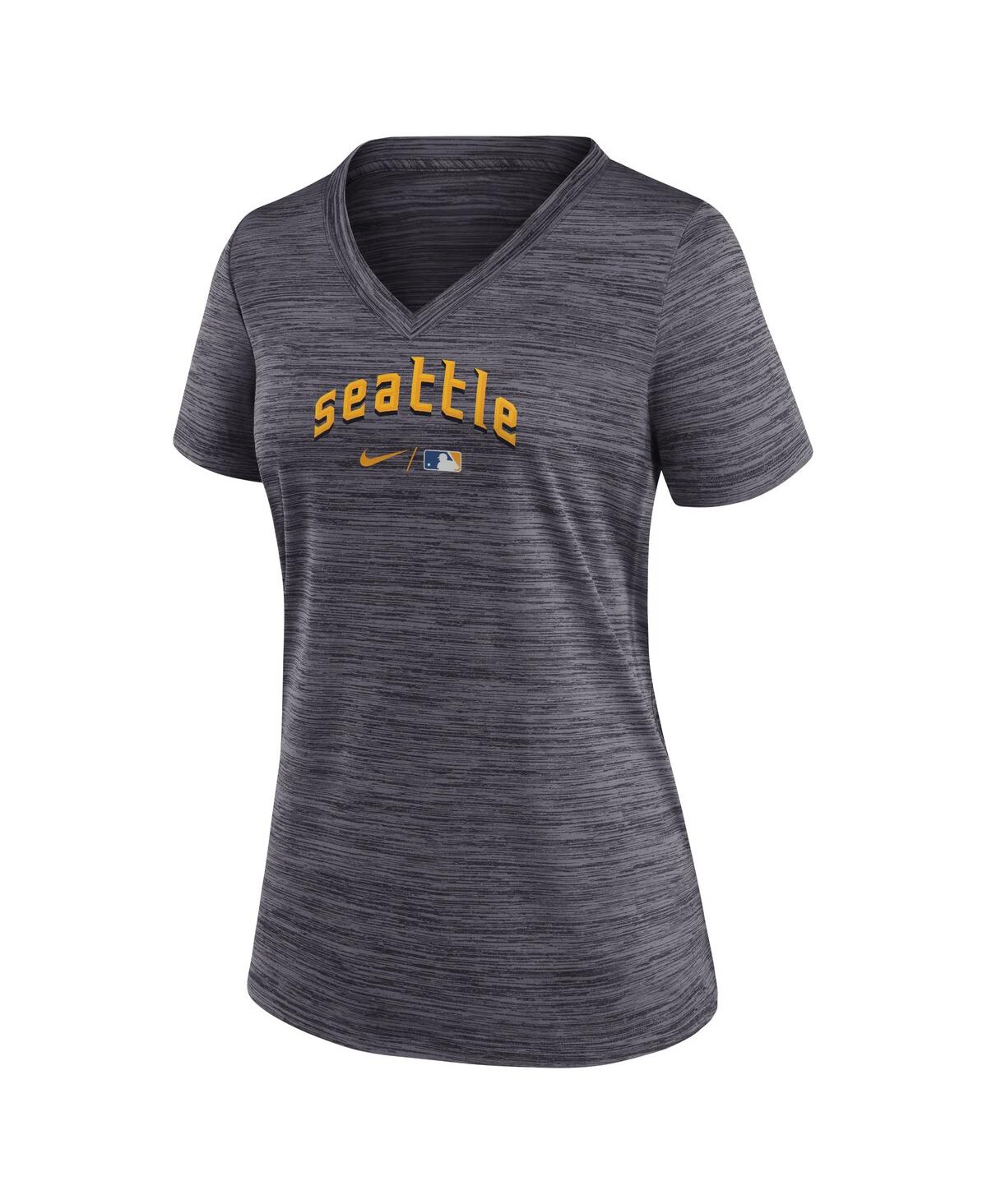 Nike Heather Charcoal Seattle Mariners 2023 City Connect Velocity Practice Performance V-neck T-shir In Heather Charcoal