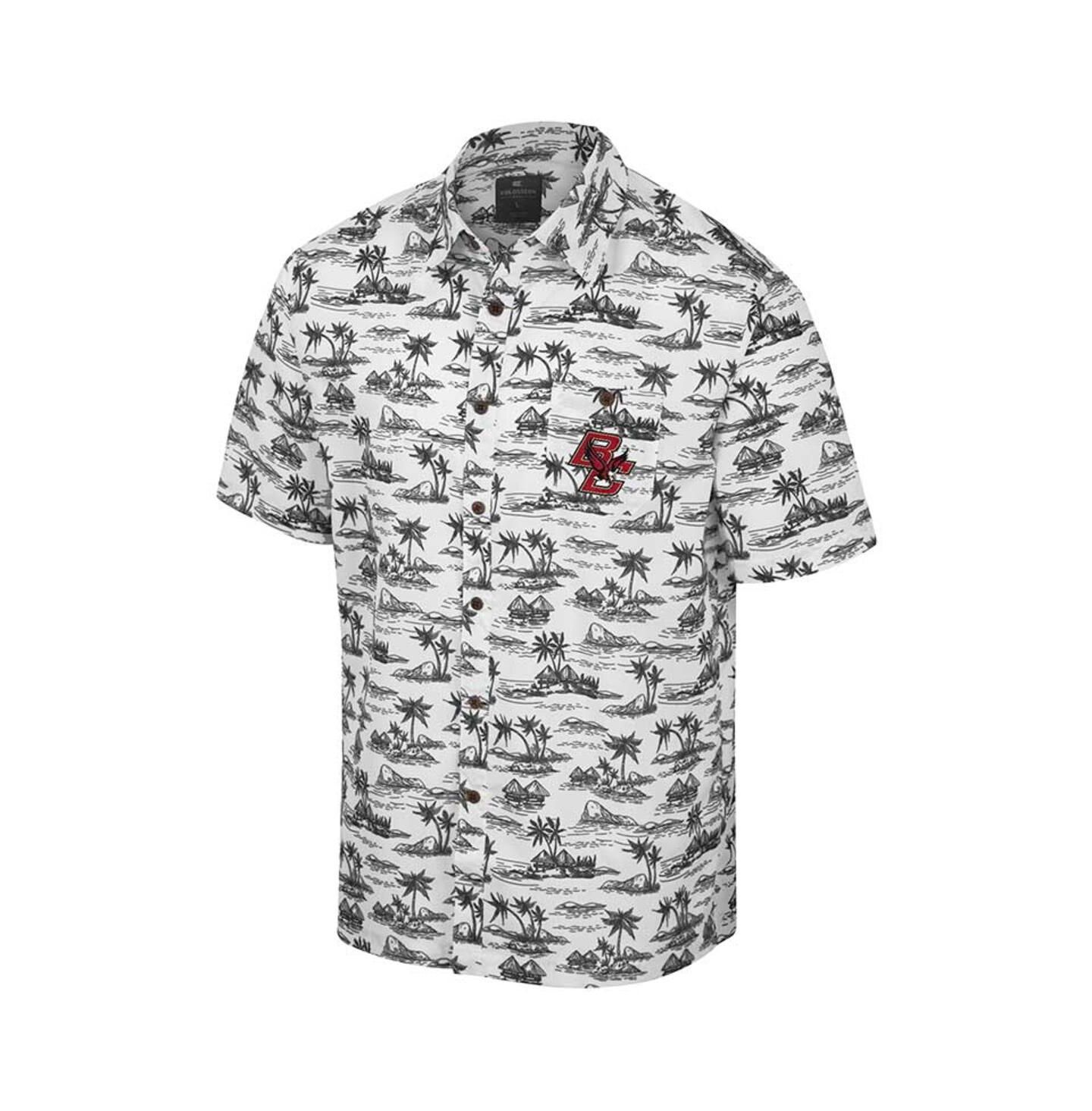 Мужская рубашка Colosseum White Boston College Eagles Spontaneous is Romantic Camp Button-Up — фото 3