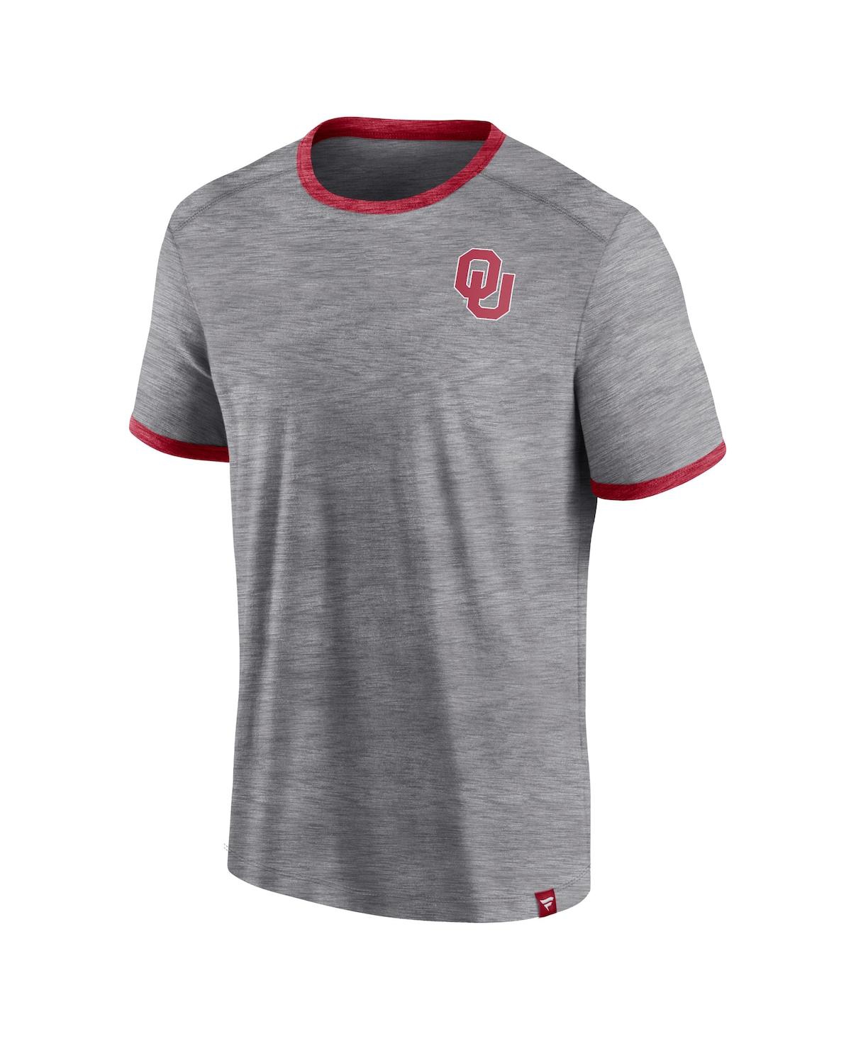 Shop Fanatics Men's  Heather Gray Oklahoma Sooners Classic Stack Ringer T-shirt