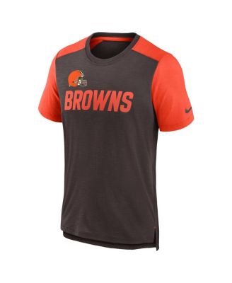 Men's Heathered Brown, Heathered Orange Cleveland Browns Color Block Team Name T-shirt