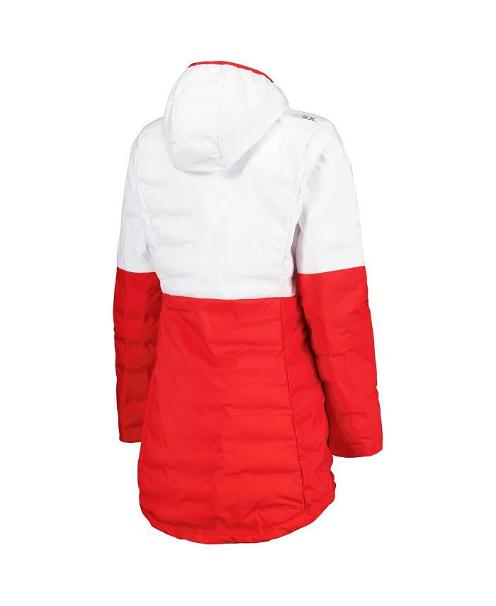 Msx By Michael Strahan Womens White Red Kansas City Chiefs Willow Quilted Hoodie Full Zip 