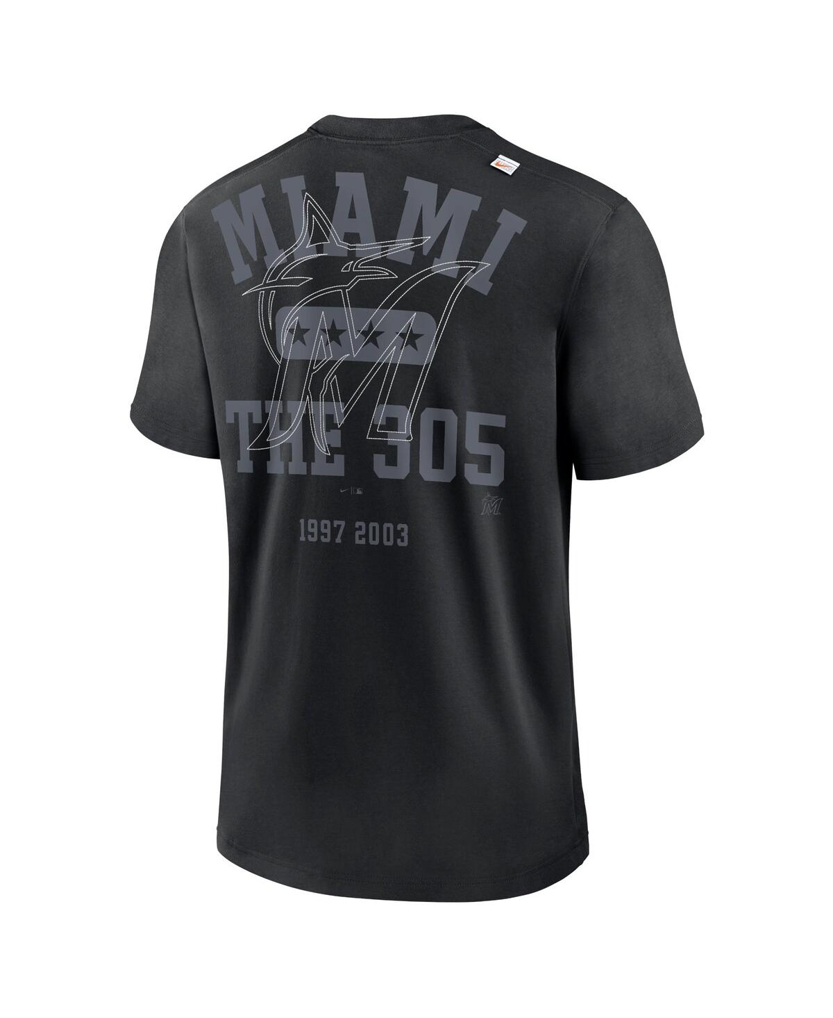 Shop Nike Men's  Black Miami Marlins Statement Game Over T-shirt
