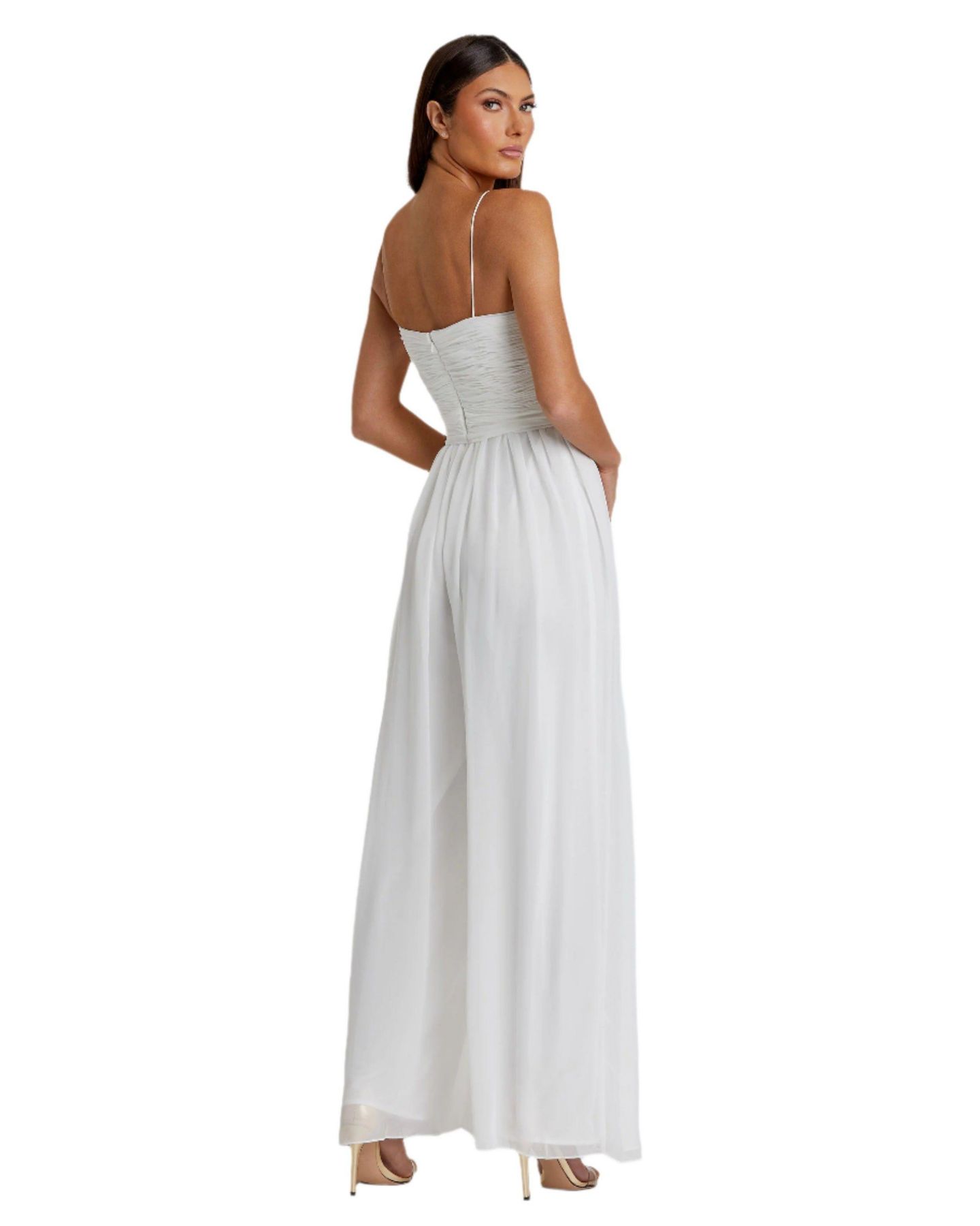 Женский комбинезон Mac Duggal Ieena Ruched Sleeveless Tie Jumpsuit, цвет: Белый — фото 2